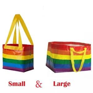 2 SET IKEA (Large & Small) STORSTOMMA Rainbow Bag Shopping Storage
